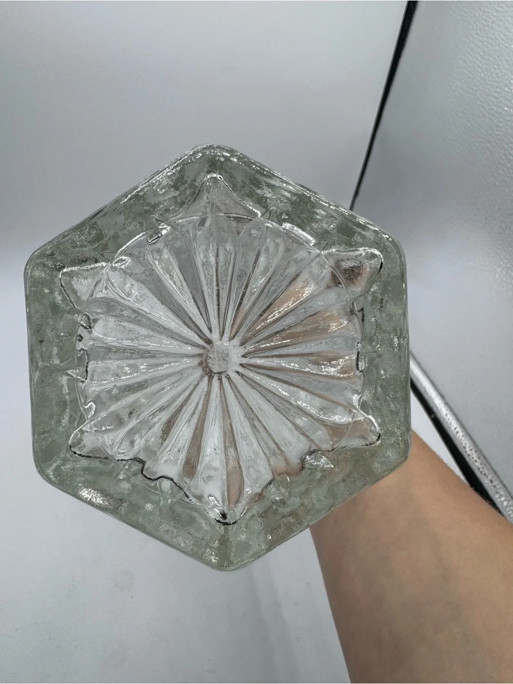 Vintage Anchor Hocking Hexagonal WEXFORD Gold Trim Decanter w/Stopper 1965